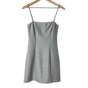 Reformation Sleeveless Mini Dress M Silver Metallic Bodycon Sheath Party Glam